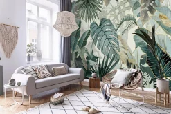 Wallarena Papier Peint Panoramique Intissé Feuilles Jungle Vert - 416x254 cm - Papier Peint Chambre et salon* Papier Peint Panoramique