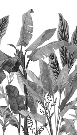 Grandeco Papier peint panoramique palmes noir et blanc L.280 x l.159 cm* Papier Peint Noir Et Blanc