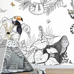 Acte Déco Papier peint panoramique enfant Jungle, Couleurs 225 x 250cm*Enfant Papier Peint Enfant