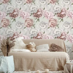 Outlet Muralo Papier Peint PIVOINES Feuilles Nature Pour La Chambre