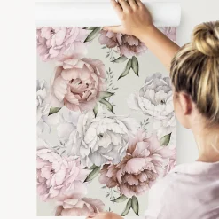 Outlet Muralo Papier Peint PIVOINES Feuilles Nature Pour La Chambre