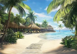 Wallarena Papier Peint Plage Mer 3D Intissé Panoramique Pour Chambre Cuisine 250x175* Papier Peint Panoramique