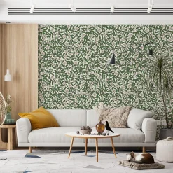 Outlet La Touche Originale Papier peint plantes de Datura et feuilles vertes - 85x260 cm (l x h)