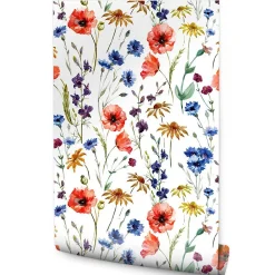 Sale Muralo Papier Peint Pour La Chambre FLEURS Coquelicots Colorés Plantes
