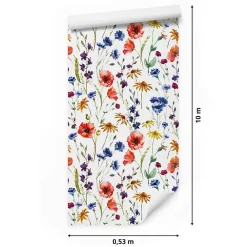 Sale Muralo Papier Peint Pour La Chambre FLEURS Coquelicots Colorés Plantes