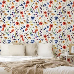 Sale Muralo Papier Peint Pour La Chambre FLEURS Coquelicots Colorés Plantes