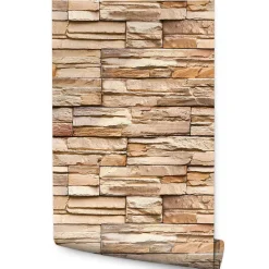 Online Muralo Papier Peint Pour Salon Brique Pierre d'Ardoise Beige Effet 3D