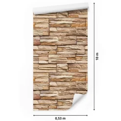 Online Muralo Papier Peint Pour Salon Brique Pierre d'Ardoise Beige Effet 3D