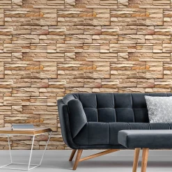 Online Muralo Papier Peint Pour Salon Brique Pierre d'Ardoise Beige Effet 3D