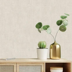 Outlet GoodHome Papier peint pré-encollé Easy Roll vinyle intissé uni grège l.53 x L.1005 cm, Coppins