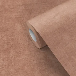 Clearance GoodHome Papier peint pré-encollé vinyle intissé uni Easy Roll Bagatelle rose l.53 x H.1005 cm