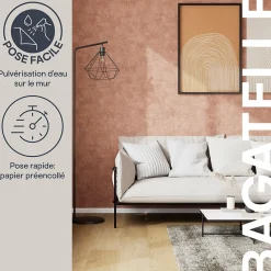 Clearance GoodHome Papier peint pré-encollé vinyle intissé uni Easy Roll Bagatelle rose l.53 x H.1005 cm