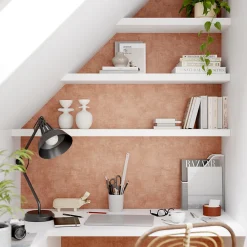 Clearance GoodHome Papier peint pré-encollé vinyle intissé uni Easy Roll Bagatelle rose l.53 x H.1005 cm