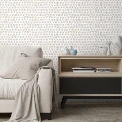 GoodHome Papier peint pré-encollé vinyle intissé géométrique Easy Roll Ascott beige l.53 x H.1005 cm* Papier Peint Pré-Encollé