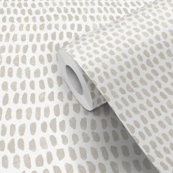 GoodHome Papier peint pré-encollé vinyle intissé géométrique Easy Roll Ascott beige l.53 x H.1005 cm* Papier Peint Pré-Encollé