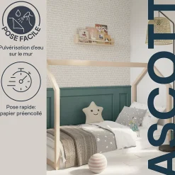 GoodHome Papier peint pré-encollé vinyle intissé géométrique Easy Roll Ascott beige l.53 x H.1005 cm* Papier Peint Pré-Encollé