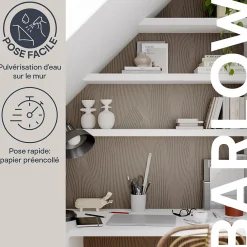 GoodHome Papier peint pré-encollé vinyle intissé géométrique Easy Roll Barlow gris l.53 x H.1005 cm* Papier Peint Pour Couloir|Papier Peint Pré-Encollé