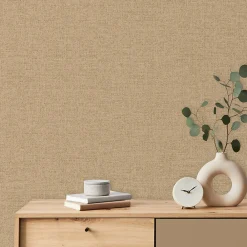 Outlet GoodHome Papier peint pré-encollé vinyle intissé uni Easy Roll Pufos beige l.53 x H.1005 cm