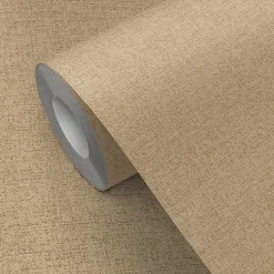 Outlet GoodHome Papier peint pré-encollé vinyle intissé uni Easy Roll Pufos beige l.53 x H.1005 cm