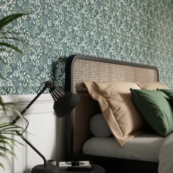 GoodHome Papier peint pré-encollé vinyle intissé fleuri Easy Roll Begonia bleu l.53 x H.1005 cm* Papier Peint Pour Chambre|Papier Peint Pré-Encollé