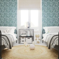 GoodHome Papier peint pré-encollé vinyle intissé fleuri Easy Roll Begonia bleu l.53 x H.1005 cm* Papier Peint Pour Chambre|Papier Peint Pré-Encollé