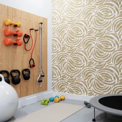 GoodHome Papier peint pré-encollé vinyle intissé géométrique Easy Roll Aubrey beige l.53 x H.1005 cm* Papier Peint Art Déco|Papier Peint Pour Chambre