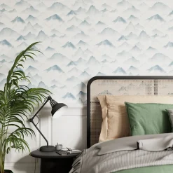New GoodHome Papier peint pré-encollé vinyle intissé paysage Easy Roll Atalaya bleu l.53 x H.1005 cm