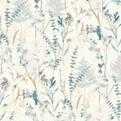 GoodHome Papier peint pré-encollé vinyle intissé eucalyptus Easy Roll Elcot bleu pastel l.53 x H.1005 cm* Papier Peint Pour Couloir|Papier Peint Pour Chambre