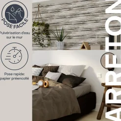 Sale GoodHome Papier peint pré-encollé vinyle intissé uni Easy Roll Arreton gris l.53 x H.1005 cm
