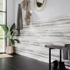Sale GoodHome Papier peint pré-encollé vinyle intissé uni Easy Roll Arreton gris l.53 x H.1005 cm