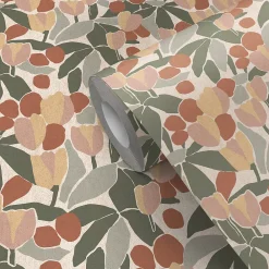 New GoodHome Papier peint pré-encollé vinyle intissé fleuri Easy Roll Bahulu multicolore l.53 x H.1005 cm