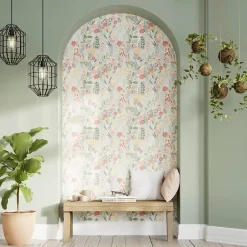 Hot GoodHome Papier peint pré-encollé vinyle intissé fleuri Easy Roll Aristea multicolore l.53 x H.1005 cm