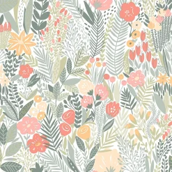 Hot GoodHome Papier peint pré-encollé vinyle intissé fleuri Easy Roll Aristea multicolore l.53 x H.1005 cm