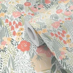 Hot GoodHome Papier peint pré-encollé vinyle intissé fleuri Easy Roll Aristea multicolore l.53 x H.1005 cm