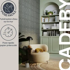 Online GoodHome Papier peint pré-encollé vinyle intissé géométrique Easy Roll Cadeby gris l.53 x H.1005 cm