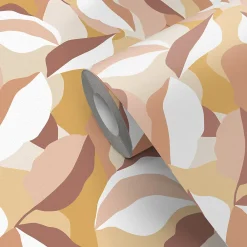 Hot GoodHome Papier peint pré-encollé vinyle intissé art déco Easy Roll Apricot multicolore l.53 x H.1005 cm