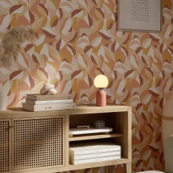 Hot GoodHome Papier peint pré-encollé vinyle intissé art déco Easy Roll Apricot multicolore l.53 x H.1005 cm