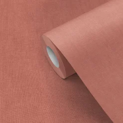 Outlet GoodHome Papier peint pré-encollé vinyle intissé uni terracotta Easy Roll Coppins l.53 x H.1005 cm