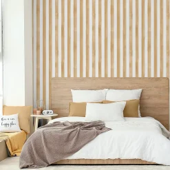 GoodHome Papier peint pré-encollé vinyle à rayures Easy Roll Satori rayures jaune ocre l.53 x H.1005 cm* Papier Peint Pour Couloir|Papier Peint Pour Chambre