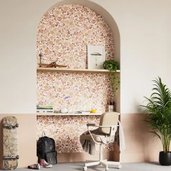 GoodHome Papier peint pré-encollé vinyle fleuri Easy Roll Aani fleurs terracotta, rose l.53 x H.1005 cm*Enfant Papier Peint Pour Couloir|Papier Peint Pré-Encollé