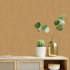 GoodHome Papier peint pré-encollé vinyle intissé uni jaune moutarde Easy Roll Coppins l.53 x H.1005 cm* Papier Peint Uni|Papier Peint Pré-Encollé