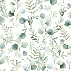 GoodHome Papier peint pré-encollé vinyle intissé fleuri Easy Roll Cedrela vert l.53 x H.1005 cm* Papier Peint Fleuri|Papier Peint Pour Couloir