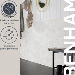 Outlet GoodHome Papier peint pré-encollé vinyle intissé imitation carrelage Easy Roll Benham gris l.53 x H.1005 cm