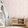 Clearance GoodHome Papier peint pré-encollé vinyle à rayures Easy Roll Satori rayures rose l.53 x H.1005 cm