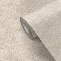 Discount GoodHome Papier peint pré-encollé vinyle intissé uni Easy Roll Bagatelle beige l.53 x H.1005 cm