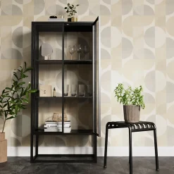GoodHome Papier peint pré-encollé vinyle intissé géométrique Easy Roll Antilia beige l.53 x H.1005 cm* Papier Peint Pré-Encollé