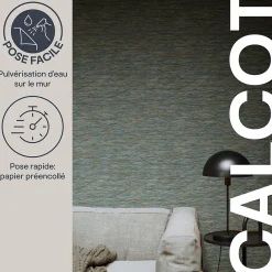 Hot GoodHome Papier peint pré-encollé vinyle intissé uni Easy Roll Calcot vert l.53 x H.1005 cm