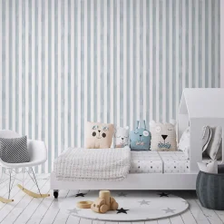 GoodHome Papier peint pré-encollé vinyle à rayures Easy Roll Satori rayures bleu l.53 x H.1005 cm*Enfant Papier Peint Pour Couloir|Papier Peint Pré-Encollé
