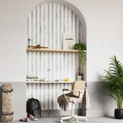 GoodHome Papier peint pré-encollé vinyle à rayures Easy Roll Satori rayures bleu l.53 x H.1005 cm*Enfant Papier Peint Pour Couloir|Papier Peint Pré-Encollé