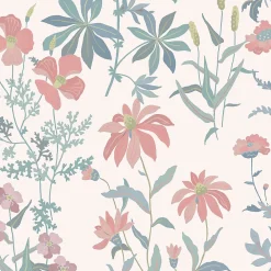GoodHome Papier peint pré-encollé vinyle intissé fleuri Easy Roll Aldin rose pastel l.53 x H.1005 cm* Papier Peint Pour Couloir|Papier Peint Pour Chambre